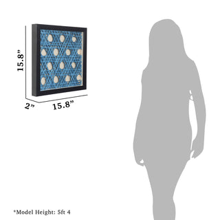 Blue Abstract Handmade Papier Mache Shadow Box Wall Art