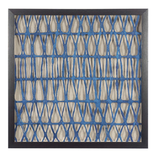 Abstract Handmade Dark Blue Papier Mache Shadow Box Wall Art
