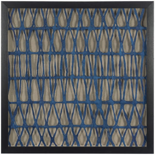 Abstract Handmade Dark Blue Papier Mache Shadow Box Wall Art