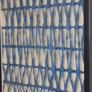 Abstract Handmade Dark Blue Papier Mache Shadow Box Wall Art