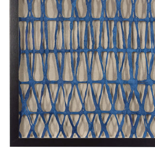 Abstract Handmade Dark Blue Papier Mache Shadow Box Wall Art