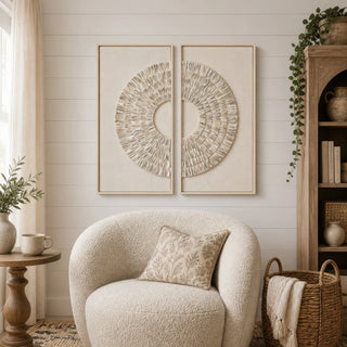 Glassless Two Piece Pearl Oyster Shell Handmade Wall Art Home Décor