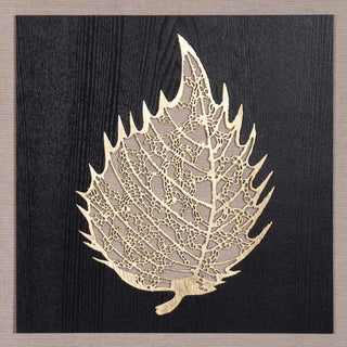 Gold Foiled Leaves Wood Carving Shadow Box Wall Art Decor