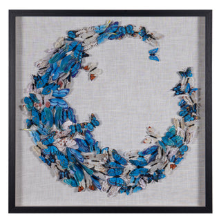 Blue Butterfly Crescent Shadow Box Wall Decor