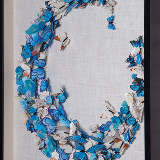 Blue Butterfly Crescent Shadow Box Wall Decor