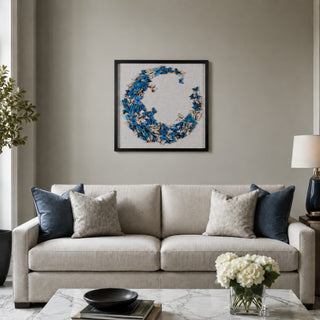 Blue Butterfly Crescent Shadow Box Wall Decor