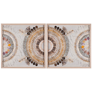 Oversized Seashell & Feather Handmade Wall Décor Shadow Box Wall Art (MS47952)