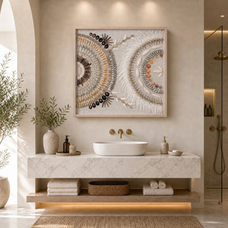 Oversized Seashell & Feather Handmade Wall Décor Shadow Box Wall Art (MS47952)