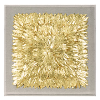 Handmade Gold Feather Radiance Shadow Box Wall Décor