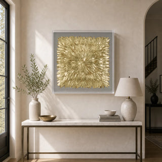 Handmade Gold Feather Radiance Shadow Box Wall Décor product view 7