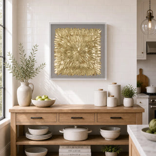 Handmade Gold Feather Radiance Shadow Box Wall Décor product view 6