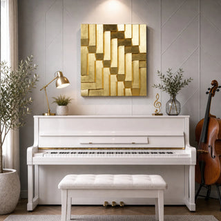 Abstract Golden Pine Wood Wall Art Décor
