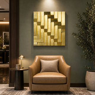 Abstract Golden Pine Wood Wall Art Décor