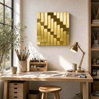 Abstract Golden Pine Wood Wall Art Décor