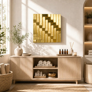 Abstract Golden Pine Wood Wall Art Décor