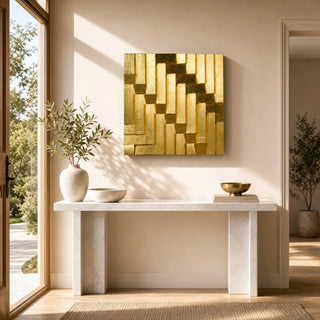 Abstract Golden Pine Wood Wall Art Décor