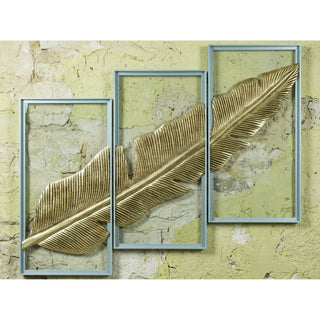 Gold Palm Leaf Handmade Wall Art Home Décor Set of 3 product view 3
