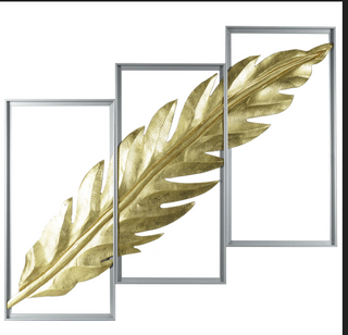 Gold Palm Leaf Handmade Wall Art Home Décor Set of 3