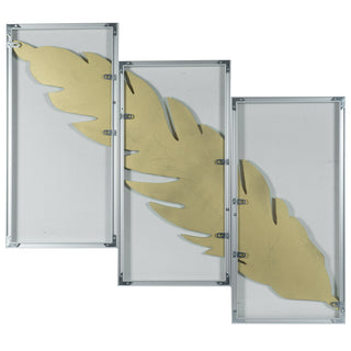 Gold Palm Leaf Handmade Wall Art Home Décor Set of 3