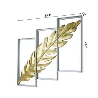 Gold Palm Leaf Handmade Wall Art Home Décor Set of 3