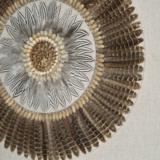 Handmade Feather & Shell Wreath Shadow Box Wall Art Décor