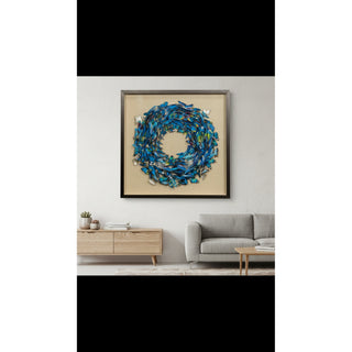 Handmade Blue Butterfly Wreath Shadow Box Wall Art Décor