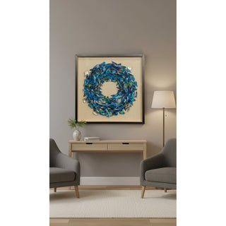 Handmade Blue Butterfly Wreath Shadow Box Wall Art Décor