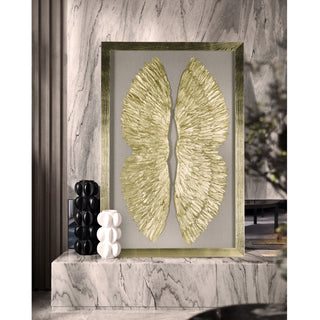 Oversized Dual Gold Wings Shadow Box Handmade Wall Art Home Décor