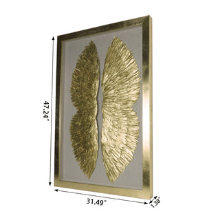 Oversized Dual Gold Wings Shadow Box Handmade Wall Art Home Décor