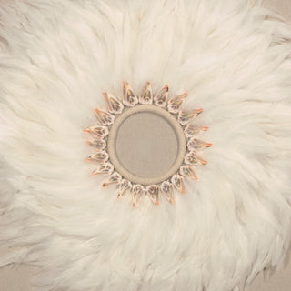 Oversized Feather & Shell Wreath Shadow Box Wall Décor Art