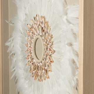 Oversized Feather & Shell Wreath Shadow Box Wall Décor Art