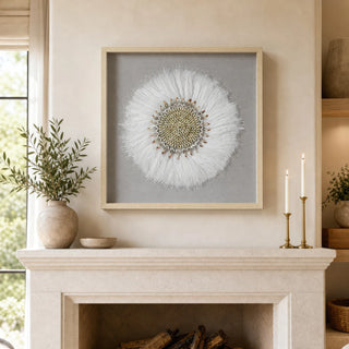 Feather Shell Wreath Shadow Box Wall Decor