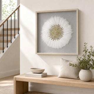 Feather Shell Wreath Shadow Box Wall Decor