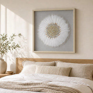 Feather Shell Wreath Shadow Box Wall Decor