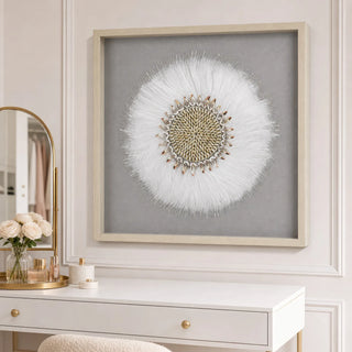 Feather Shell Wreath Shadow Box Wall Decor