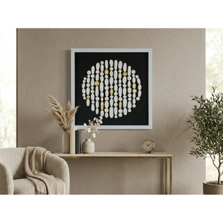 Handmade White Clay Beads Shadow Box Wall Art Décor