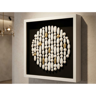 Handmade White Clay Beads Shadow Box Wall Art Décor