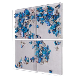 4-Piece Acrylic Blue Butterfly Shadow Box Handmade Wall Decor