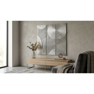 Oversized Abstract Silver Pine Wood Handmade Plaque Wall Art Home Décor
