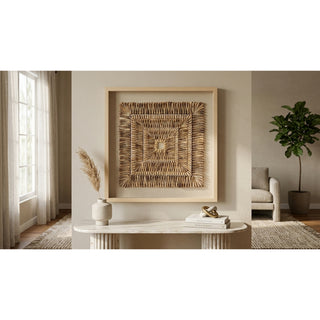 Handmade Oversized 3 Tier Shell Art Shadow Box Wall Art Home Décor styled in a furnished interior