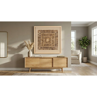 Handmade Oversized 3 Tier Shell Art Shadow Box Wall Art Home Décor styled in a furnished interior