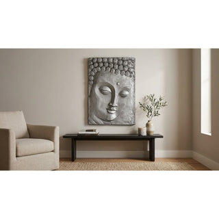 Oversized Silver Buddha Plaque Wall Art Home Décor