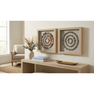 Sea Shell Rings Shadow Box Handmade Wall Art Décor Set of 2 styled in a furnished interior