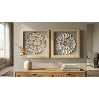 Handmade Sea Shell Rings Shadow Box Wall Art Home Décor Set of 2