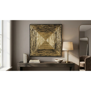 Handmade Gold Pine Wood Carving Wall Décor styled in a furnished interior