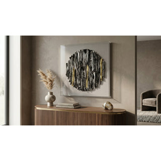 Handmade Monochrome Clay Rolls Shadow Box Wall Décor styled in a furnished interior