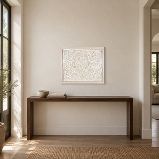 Yudeco scene illustration — horizontal foyer console wall. Product is a programmatic composite using same-SKU product photography. Asset: yd_MS40509_pdp_horizontal_foyer_1x1_v4.png