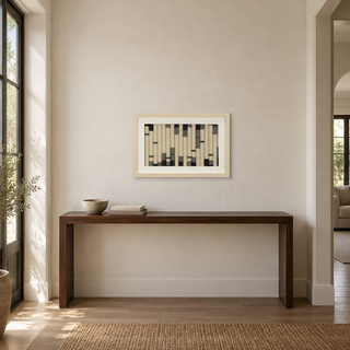 Yudeco scene illustration — horizontal foyer console wall. Product is a programmatic composite using same-SKU product photography. Asset: yd_MS47342_pdp_horizontal_foyer_1x1_v2.png