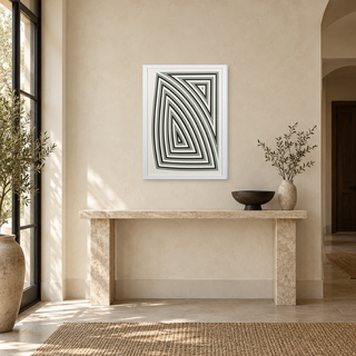 Yudeco scene illustration — warm entryway above a console. Product is a programmatic composite using same-SKU product photography. Asset: yd_MS55910A_pdp_entryway_console_1x1_v1_fixed.png